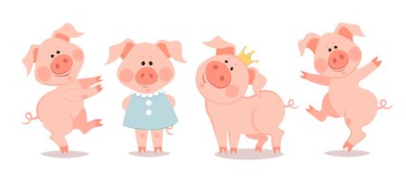 Cartoon little piglets. The year of the pig. Chinese New Year.のイラスト素材