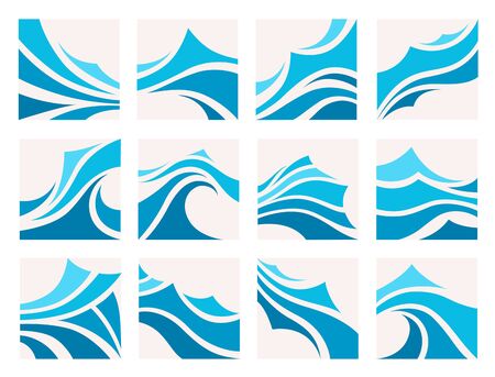 Marine pattern with stylized blue wavesのイラスト素材