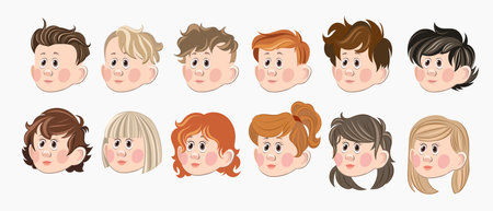 Collection set of twelve different group teenagerのイラスト素材