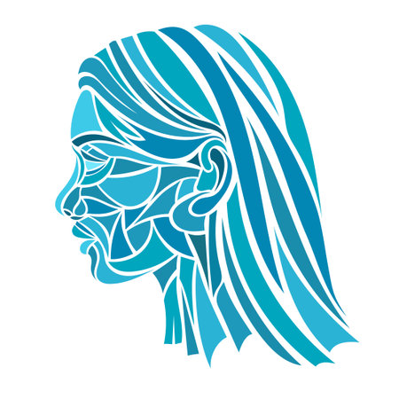 virtual woman profile in abstract mosaic styleのイラスト素材