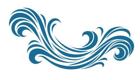 Horizontal decorative wave with flowing curvedのイラスト素材