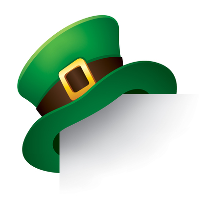 green cylinder hat of cartoon leprechaun on white paper with copy space, saint patrick day conceptのイラスト素材