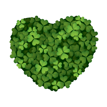 Clover leaves forming a heart shape isolated on white background.のイラスト素材