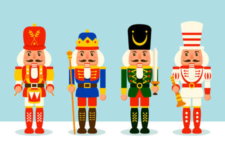 A variety of Nutcracker toy soldier for Christmas design. Flat vector concept illustration.のイラスト素材