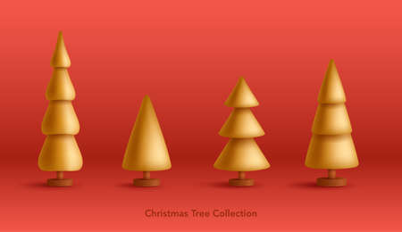 3D tree set of Christmas. Christmas collection.のイラスト素材