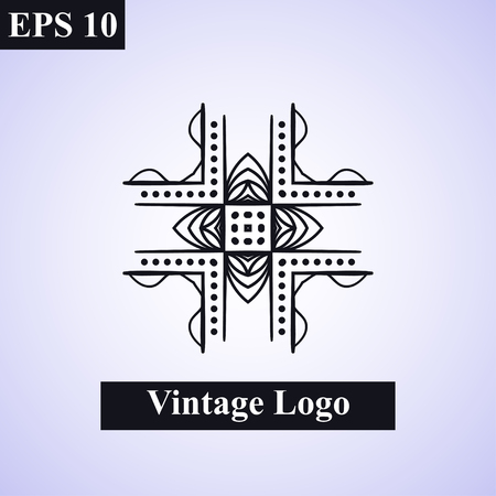 Vintage ornamental islamic vector emblem. Floral design element. Art deco geometric symbol. Line insignia, logotype. Luxury logo template. Arabic, oriental motifs. Business sign, decorのイラスト素材
