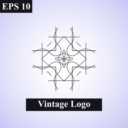 Vintage ornamental islamic vector emblem. Floral design element. Art deco geometric symbol. Line insignia, logotype. Luxury logo template. Arabic, oriental motifs. Business sign, decorのイラスト素材