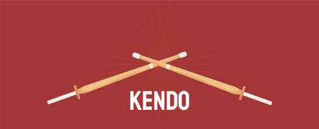 Kendo tournament banner, kendo shinai, bamboo sword, wooden sword, Japanese traditional martial art,...