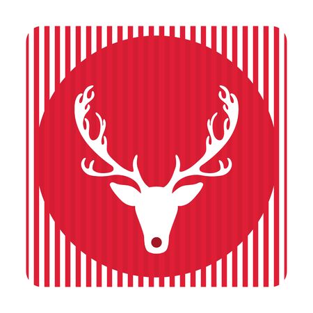 Creative retro Merry Christmas greeting card. Hipster funny deer art.のイラスト素材