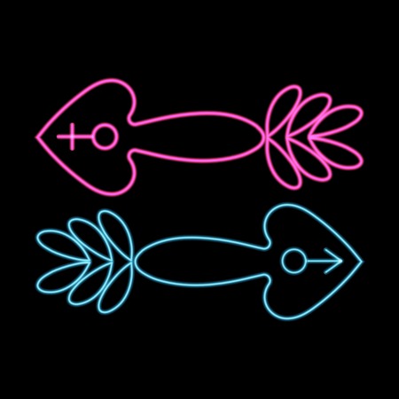 XXX neon erotic symbols black background vector illustrationのイラスト素材