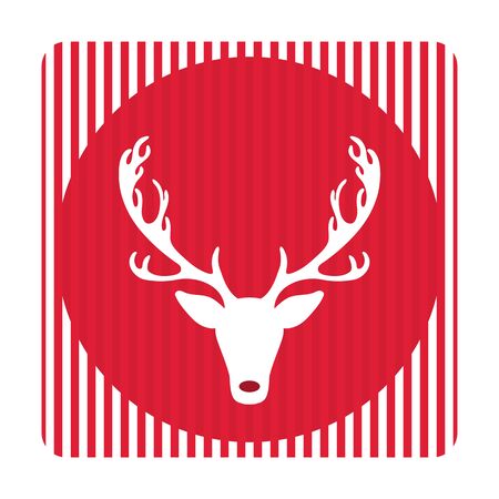 Creative retro Merry Christmas greeting card. Hipster funny deer vector art. Xmas celebrationのイラスト素材