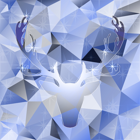 Deer head vector polygonal mosaic abstract illustration elk silhouette backgroundのイラスト素材