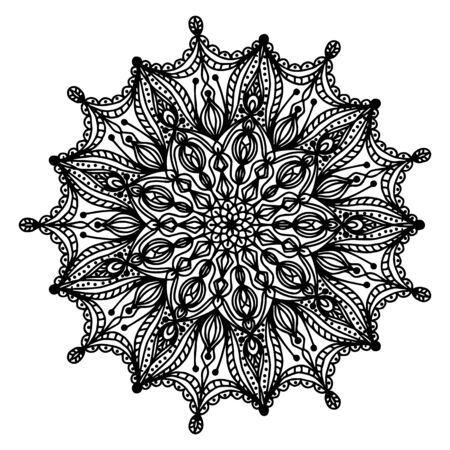 Hand drawing doodling mandala coloring page isolatedのイラスト素材
