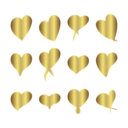 Gold gradient foil heart, Valentine day love golden luxury vintage wedding  invitation designのイラスト素材