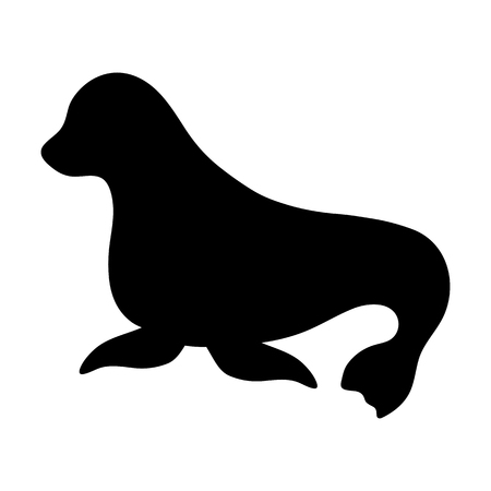 Silhouettes of seal, sea animals isolated black and white vector illustration minimal styleのイラスト素材