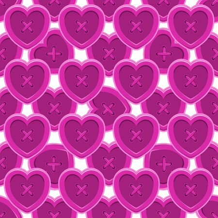 Buttons sewing silhouette set seamless pattern with hearts vintage style shirt clothing vector illustration with colorful objectのイラスト素材