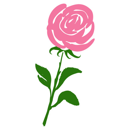 Rose blossom flower isolated abstract silhouette, tattoo graphic art symbol, ecology stylized vector illustrationのイラスト素材