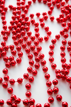 Red Christmas beadsの写真素材