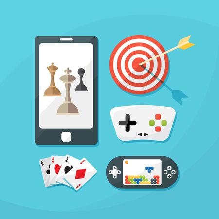 Flat icons set of gaming. vector illustration. Concept icons for web and mobile phoneのイラスト素材