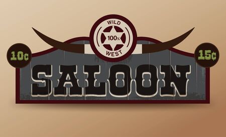 Wild West sign. Retro wooden sign. Saloon signのイラスト素材