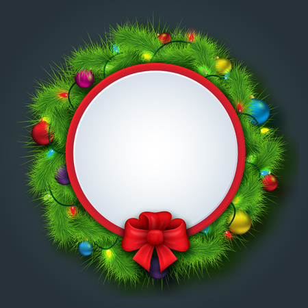 Merry Christmas and New Year Speech Bubble with space for text. Vector illustrationのイラスト素材