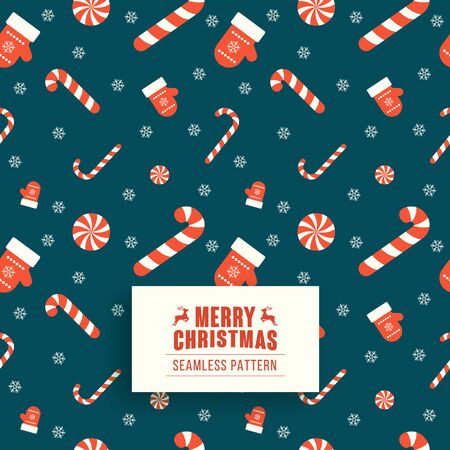 Christmas seamless pattern with candy and mittens. Christmas backgroundのイラスト素材