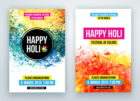 Beautiful Indian festival Happy Holi celebrations. Background for banner, card, poster.のイラスト素材