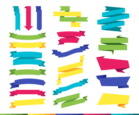Set of design elements banners ribbons. Vector illustration. Flat design of Web Stickersのイラスト素材