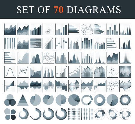 Set of diagram and graphs. Infographics Elements in Modern Flat Business Style. For your design.のイラスト素材