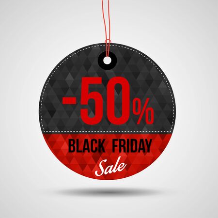 Hanging Round badge with Black Friday Sale vector illustration. Concept Tag.のイラスト素材