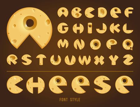 Cheese alphabet set. Vector illustration.のイラスト素材