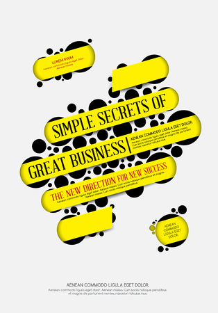 Gray poster with yellow ribbons. Vector abstract background.のイラスト素材