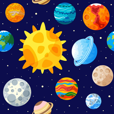Solar system of seamless patternのイラスト素材