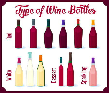 Different Kinds of Wine Bottles Without Labelsのイラスト素材