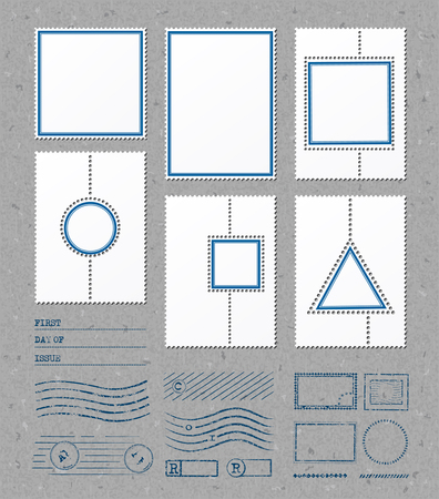 Blank stamps frames. Vector templates with place for your images and textのイラスト素材