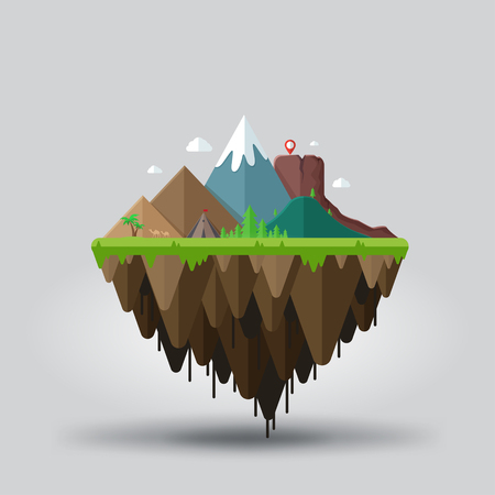 Floating island, adventure tourism. Travel and tourismのイラスト素材