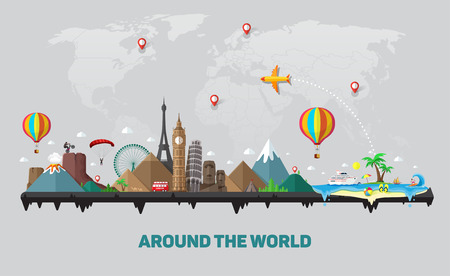 Travel and tourism background. Around the worldのイラスト素材