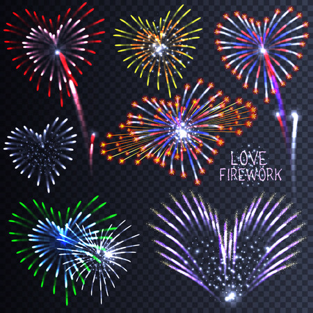 Festive patterned firework in the shape of a heart. Sparkling pictograms. Abstract . Isolated illustration. Love fireworkのイラスト素材