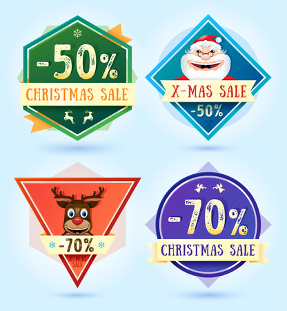 Merry Christmas sale badges. illustration.のイラスト素材