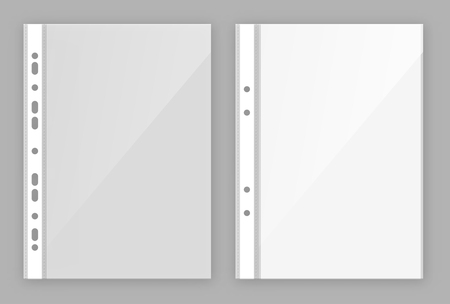 File. plastic, stationery bag to store and protect paper documents with perforations on one side for connection.のイラスト素材