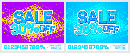 30% off. Sale banner on colorful background. Sale poster. Geometric design. Super Sale and special offer. Vector illustration.のイラスト素材