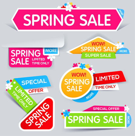 Spring Sale Banner, Sale and discounts. limited time only. Vector illustrationのイラスト素材