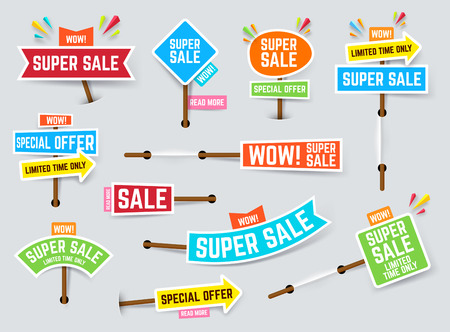 Set of super sale banners. Sale and discounts. Vector illustrationのイラスト素材