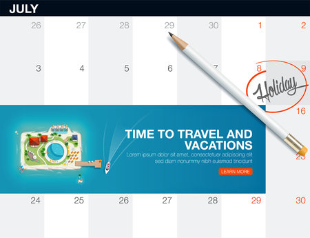 Top view of the island in the form of a camera. Creative concept travel and vacations banner. Holiday trip. Travel and tourism. calendar list with creative travel banner.のイラスト素材