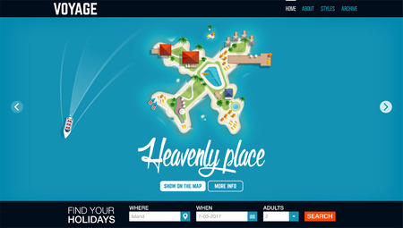 Top view of the island in the form of a aircraft. Concept  website header template. Time to travel and vacations banner. Holiday trip. Travel and tourism. Heavenly placeのイラスト素材