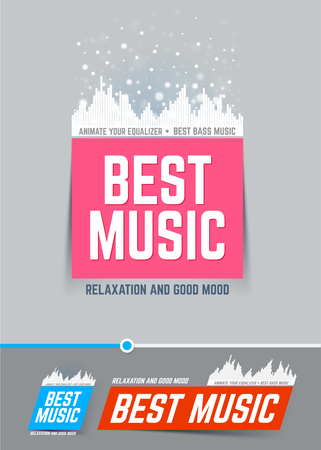 Set of emblem elements with equalizer. Best music banner. Vector illustrationのイラスト素材