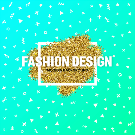 Fashion design template for promotion, sale, typography poster, card, label, and other design. a scattering gold confetti and trendy geometric form. Vector EPS10のイラスト素材