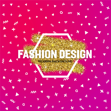 Fashion design template for promotion, sale, typography poster, card, label, and other design. a scattering gold confetti and trendy geometric form. Vector EPS10のイラスト素材