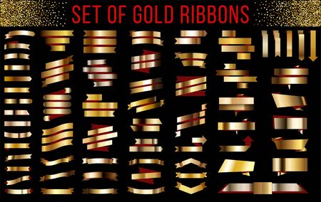 Gold ribbons set with a red inside.のイラスト素材