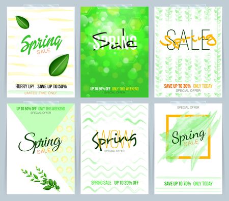 Collection of spring sale card, sale and other 
 templates illustrationのイラスト素材